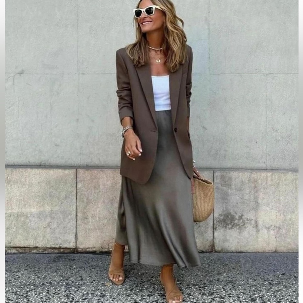 Zara satin effect midi skirt